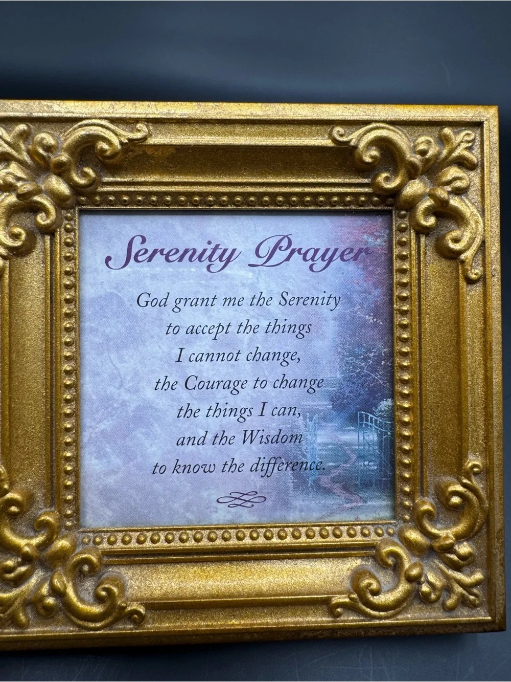 Gold Tone Hinged Double Picture Frame Serenity Prayer Garden Gazebo
